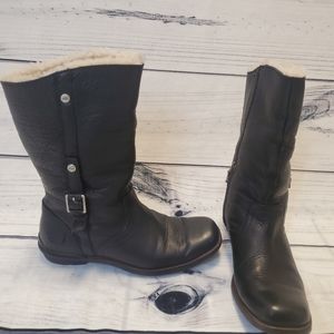 UGG Bellevue Black Leather Boots Sz.8